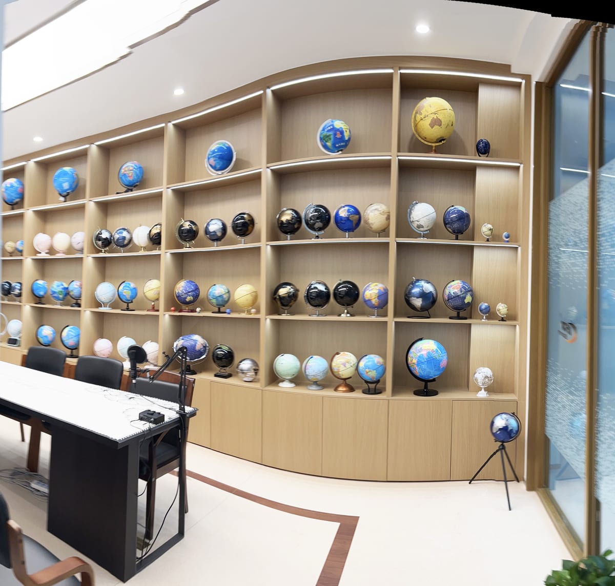Showroom displaying the full globe range